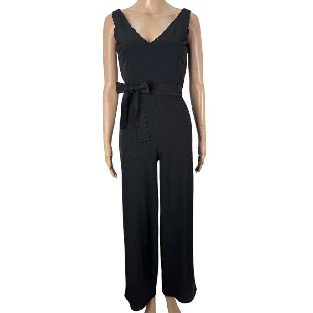 Lulus Wide Leg V-Neck Black Cutout Sleeveless Elegant Minimalist Jumpsuit